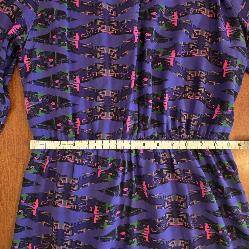 Amanda Uprichard Purple Silk "Aztec" Print Dress - Size Med - Picture 11 of 16